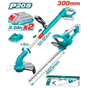 Комплект Акумулаторни Тример и Храсторез TOTAL, 20V, 2 x 2Ah