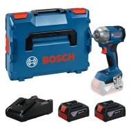 Акумулаторен ударен гайковерт Bosch GDS 18V-350, 18V, 1/2", 2x4.0 Ah и зарядно устройство в куфар L-BOXX