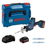 Акумулаторен саблен трион Bosch GSA 18 V-LI C с 2x 5.0 Ah литиево-йонни батерии + зарядно устройство + Kуфар L-BOXX