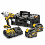DeWALT Безжичен Ударен Гайковерт, 1/2", 18V + DeWalt FlexVolt 2x батерия 54V / 108 Wh (6.0 Ah) + зарядно устройство DCB 132